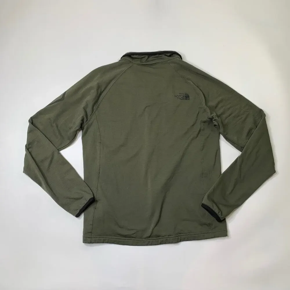 The North Face Jacket Mens M Medium Army Green‎ Borod Grid Fleece Lined Full Zip